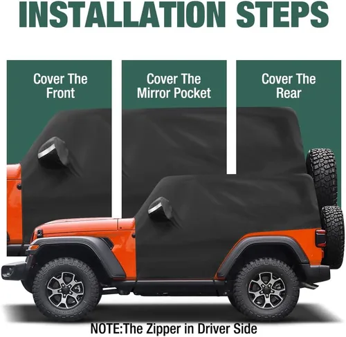 Vista 6 de Funda impermeable para cabina de automóvil compatible con Jeep Wrangler todos los submodelos de 2 puertas 1987-2022 para todo tipo de clima, 6