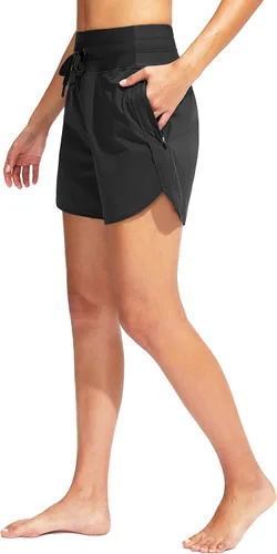 Vista 3 de Kayrth Women's 3" High Waisted Swim Board Shorts with Zipper Pockets Quick Dry Swimwear Shorts with Liner for Women Beach