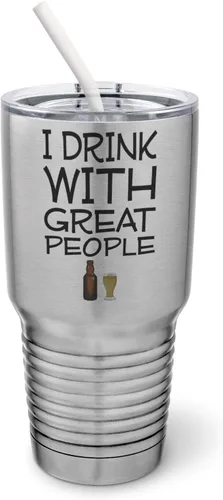 Vista 10 de PixiDoodle Great Drinking Buddies Pilsner Vaso con tapa deslizante resistente a derrames y paja de silicona (14 oz Pilsner, blanco)