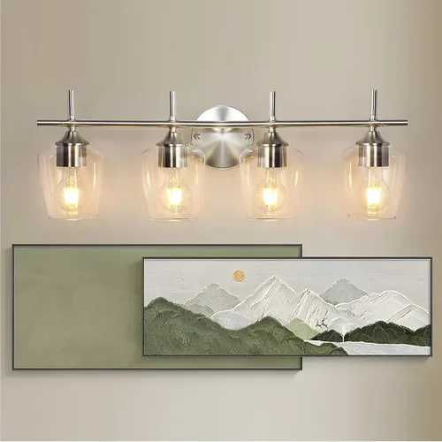 Vista 16 de Accesorios de luz de baño de 2 luces, Luz de tocador moderna negra, Lámpara de pared de baño para espejo, cocina, dormitorio, pasillo, sala