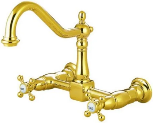 Vista 11 de Kingston Brass Heritage - Grifo de cocina de montaje en pared central de 8 pulgadas, latón antiguo