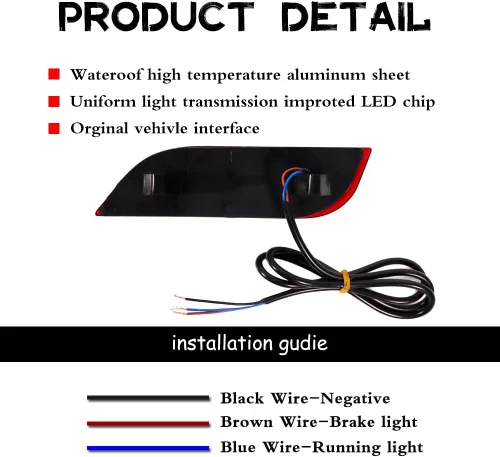 Vista 5 de Lente roja LED parachoques trasero reflector luz niebla cola lámpara de freno compatible con Subaru 2008-2014 WRX/STI, 08-up Impreza, 13 en adelante