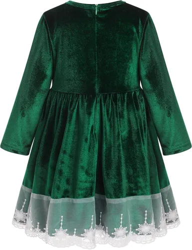 Vista 6 de ODIZLI Vestido de terciopelo para niñas pequeñas, manga larga, volantes, ropa de otoño e invierno
