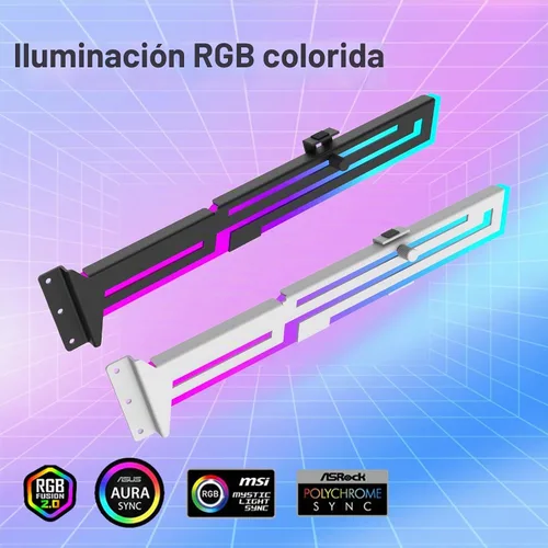 Vista 5 de Soporte de GPU ARGB, soporte de soporte de GPU, soporte de GPU direccionable de 5 V y 3 pines, soporte de GPU RGB de 5 V y 3 pines, soporte