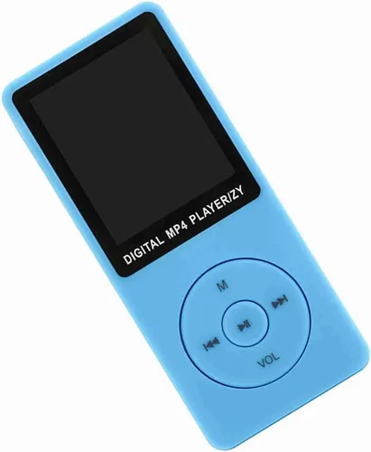 Vista 4 de Reproductor de música con altavoz, pantalla de 1.8 pulgadas, reproductor de audio digital recargable, reproductor MP4 portátil de 32 GB para Azul
