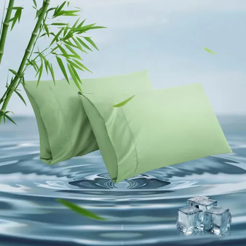 Vista 22 de Fundas de almohada estándar, fundas de almohada de viscosa refrescante de bambú con cierre de sobre, suave que absorbe la humedad para personas que
