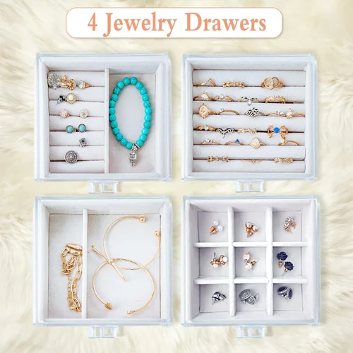 Vista 4 de Caja organizadora de joyas de acrílico y soporte de joyería para collar