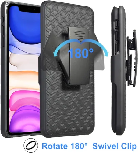 Vista 5 de Ailiber Funda con clip para cinturón para iPhone 11, protector de pantalla