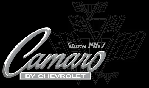 Vista 4 de Mens Chevy Camaro playera con la exclusiva Bandera Americana Pegatina