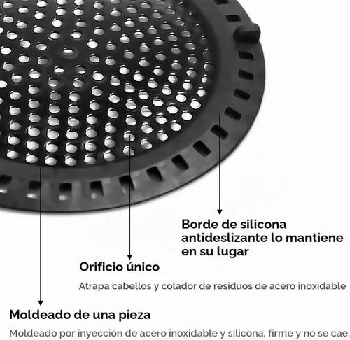 Vista 3 de Huntonry Atrapador de Pelo para Ducha y Bañera, Protector de Drenaje para Bañera y Lavabo, Plano y Redondo, Negro