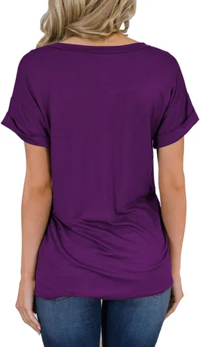 Vista 2 de Miholl Camiseta holgada, informal, de manga corta, con cuello en V, para mujer
