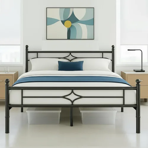 Vista 10 de Susalt - Base de cama metálica tamaño individual de 14 pulgadas con cabecero/Base de colchón resistente y de trabajo pesado/No necesita