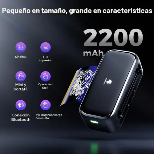 Vista 2 de Phomemo Impresora de plantillas de tatuaje TP31, inalámbrica, Bluetooth con 30 piezas de papel de transferencia, compatible con teléfono