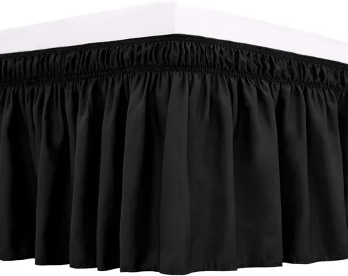 Vista 33 de Falda de cama RIMELA tamaño Queen color verde bebé con caída de 15 pulgadas, falda elástica envolvente, volante que protege contra el polvo