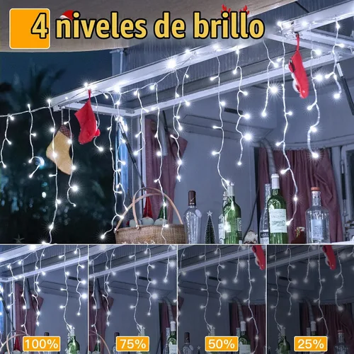 Vista 5 de Ollny Icicle Lights 720LED 60FT, luces de Navidad blancas frías con control remoto, 8 modos regulables, impermeables, enchufables, temporizador, luz
