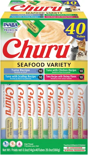 Vista 15 de INABA - Golosinas Churu para gatos, puré cremoso para gatos, sin cereales, que se puede lamer y exprimir / suplemento con vitamina E y taurina, 0.5