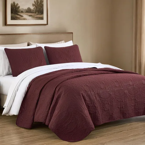 Vista 30 de Chezmoi Collection Austin - Juego de colcha tamaño matrimonial/doble, colcha de microfibra ligera acolchada Pinsonic de 3 piezas, color azul grisáceo
