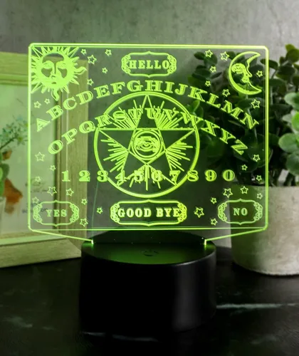 Vista 2 de Ebros Gift Ouija Spirit Board Eye of Providence Pentagram Grabado Cristal Acrílico Transparente LED Luz Nocturna Mistificante Oracle Wicca Magia