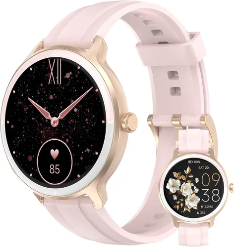 Vista 9 de Relojes inteligentes para mujeres y hombres de 1.27" HD con rastreador de actividad física con monitor de ritmo cardíaco/sueño/pasos/SpO2, reloj