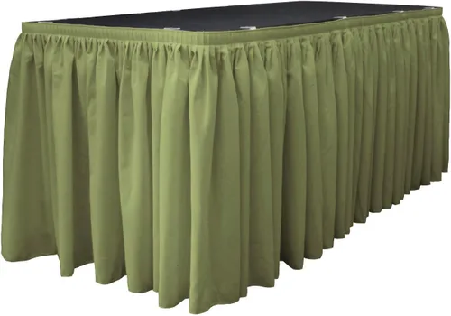 Vista 20 de LA Linen Falda de mesa de popelina de poliéster para mesas rectangulares, tela plisada para banquetes de boda, 14 pies por 29 pulgadas de largo