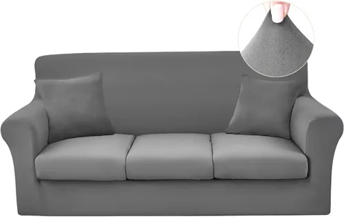 Vista 12 de JQinHome Funda elástica de 4 piezas para sofá, funda para sofá, funda para loveseat con 2 fundas de cojín separadas, protector de muebles lavable