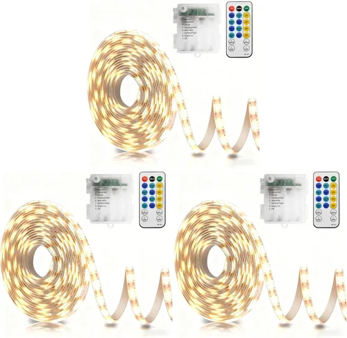 Vista 17 de echosari Tira de luces operadas por batería, 16.5 pies, 150 LED 2835 SMD, tiras de luces para armario con control remoto para dormitorio, cocina