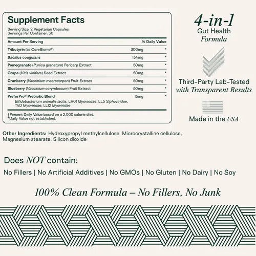 Vista 2 de Adapt Naturals - Paquete de salud intestinal e inmune - Biome Protect 4 en 1 prebióticos, probióticos, suplemento postbiótico y multivitamínico
