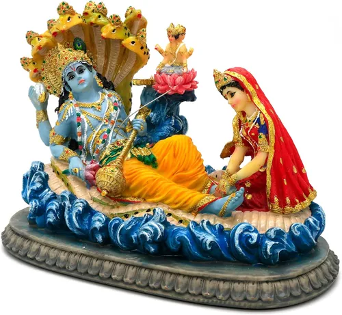 Vista 7 de alikiki Estatua hindú de Dios Señor Vishnu – 8.3 pulgadas de largo Mahavishnu figura divina deidad hindú para adoración espiritual, hogar, oficina