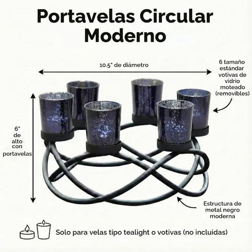 Vista 4 de Seraphic Portavelas de Halloween Decoración de Centro de Mesa – Portavelas de Hierro Metal Negro de 6 Copas para Velas Votivas y de Té para Mesa