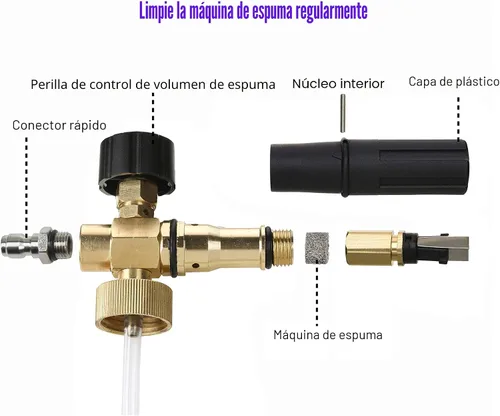 Vista 4 de Tool Daily - Cañón de espuma con conector rápido de 1/4 pulgadas, botella de 33.8 onzas líquidas, 5 puntas de boquilla para lavado a presión Cañón
