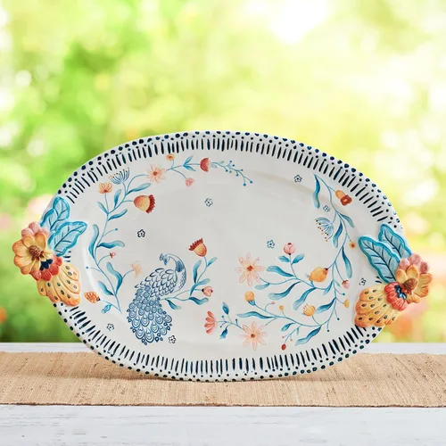 Vista 5 de Fitz and Floyd Gracie - Plato floral para servir, 19 pulgadas