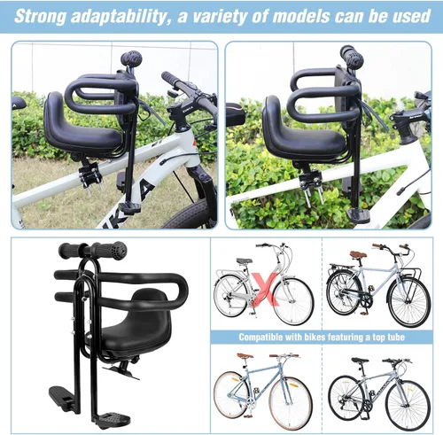 Vista 4 de MEGHNA Bike Child Seat Front Mounted for Adult Bike Comfortable Baby Bike Seat with Backrest Adjustable Height and Position Bicycle Child Seat with
