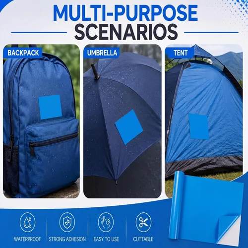 Vista 6 de Nuanchu Parche de vinilo autoadhesivo de reparación de PVC de 12 x 40 pulgadas para casa de rebote, natación, piscinas sobre el suelo, lanchas Azul