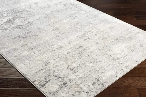 Vista 4 de Livabliss Choukri - Alfombra abstracta moderna de 5 pies 3 pulgadas, redonda, gris plateado Plata Gris