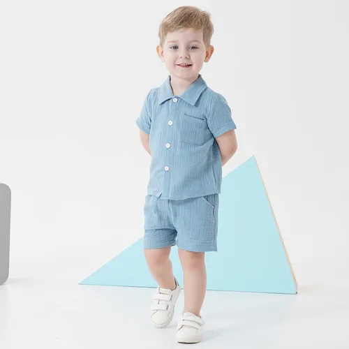 Vista 3 de Conjunto de ropa de verano para bebé y niño, camiseta de manga corta de algodón, pantalones cortos de dinosaurios, conjunto de ropa para niño