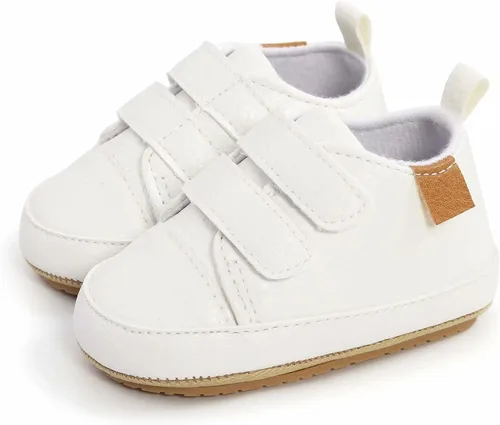 Vista 4 de GAISUMMI Zapatos para bebés niños y niñas, tenis de piel sintética para recién nacidos, suela de goma antideslizante, unisex, para niños pequeños