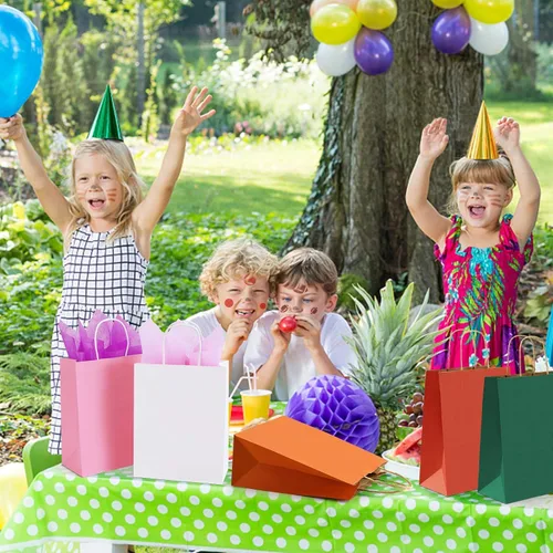 Vista 6 de Nexmint Bolsas de regalo de papel kraft negro con asa: paquete de 24 unidades de 8.0 in x 10.4 in x 4.1 in x 1.7 in. Grandes bolsas para regalos