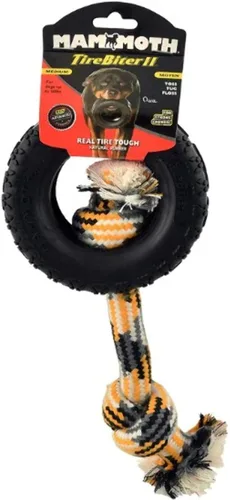 Vista 5 de Mammoth Pet Products TireBiter con cuerda de algodón y poliéster, juguetes de goma natural para masticadores extremos, juguetes para perros