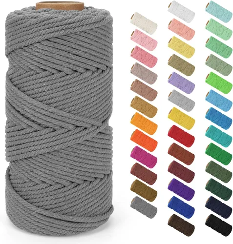 Vista 90 de Cuerda de macramé de 0.079 in x 220 yardas (656 pies), cuerda de algodón natural para colgar en la pared, ganchos de plantas, manualidades Verde