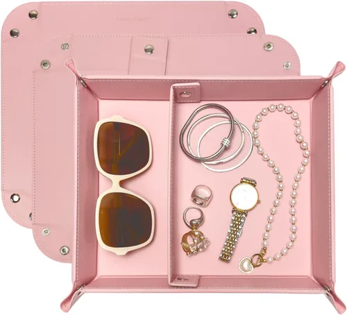 Vista 39 de UnionBasic Bandeja pequeña de valet, bandeja de joyería para anillos, relojes, aretes, organizador de entrada para monedas y llaves, soporte