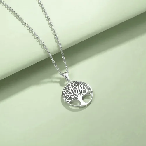 Vista 3 de Agvana Collar de plata de ley regalos para el día de San Valentín para su familia árbol de la vida collar con colgante para mujer joyería delicada