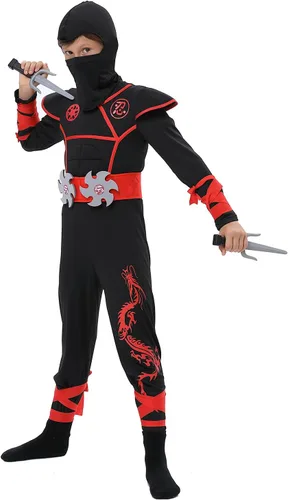 Vista 2 de Disfraz de ninja para Halloween, disfraz muscular para niños con accesorios de espuma para niños
