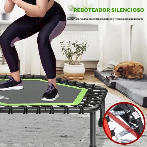 Vista 3 de ONETWOFIT Mini Rebounder Trampoline for Adults with Bar, Adjustable Handle Verde