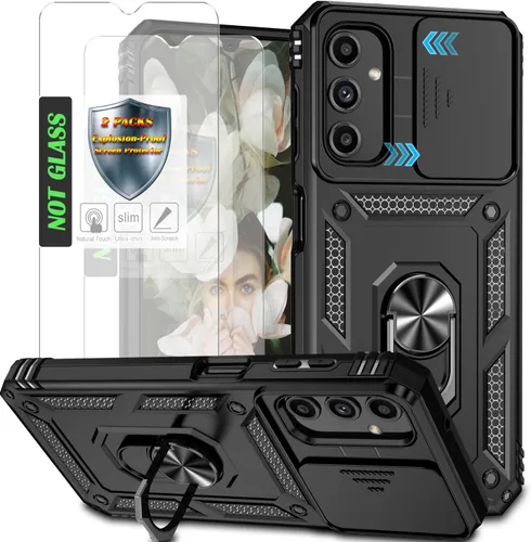 Vista 12 de Funda para Galaxy A26 con cubierta para lente de cámara, protector de pantalla HD, protección contra caídas de grado militar, soporte de anillo