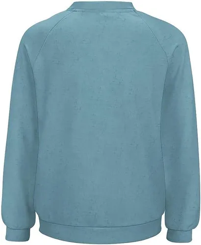 Vista 5 de Blusa de manga larga para mujer, cuello redondo, casual, holgada, para mujer