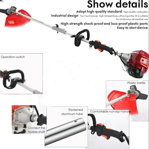 Vista 4 de Gx50 cepillo cortador 9 en 1 cadena setos Trimmer motosierra cultivador cortacésped desbrozadora de gasolina