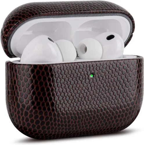 Vista 15 de Haobobro Funda de piel para AirPods Pro 3, piel seleccionada respetuosa con la piel, con textura de fibra de carbono, hecha a mano, funda rígida