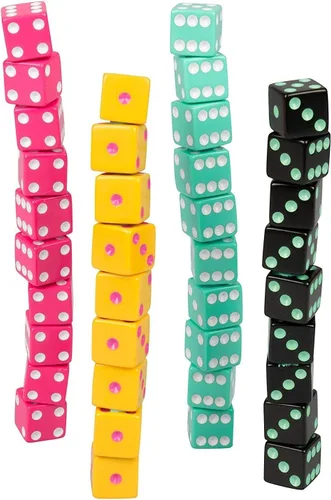 Vista 3 de Juego de dados de fiesta TENZI – Una diversión rápida y divertida para toda la familia – 4 juegos de 10 dados de colores con tubo de almacenamiento