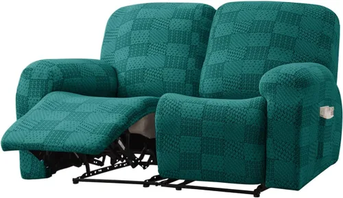 Vista 21 de vctops 10 fundas geométricas para sofá reclinable copetudo, suaves, elásticas y suaves de 4 asientos, funda antideslizante para sofá, protector