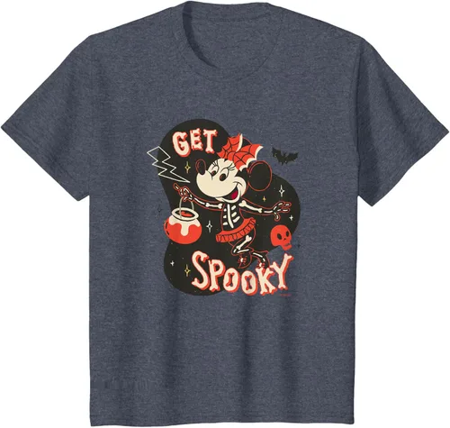 Vista 61 de Disney Disfraz de esqueleto de Minnie Mouse para Halloween, camiseta espeluznante Negro